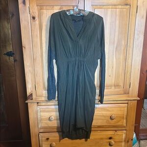 All Saints Green V-Neck Long Sleeve Sheath Dress * flaws*